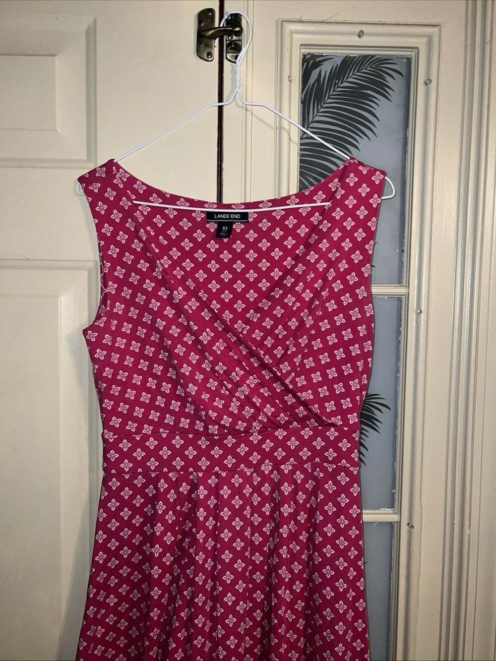Lands End Dress Womens XS Pink Sleeveless Stretch Geometric Vacation